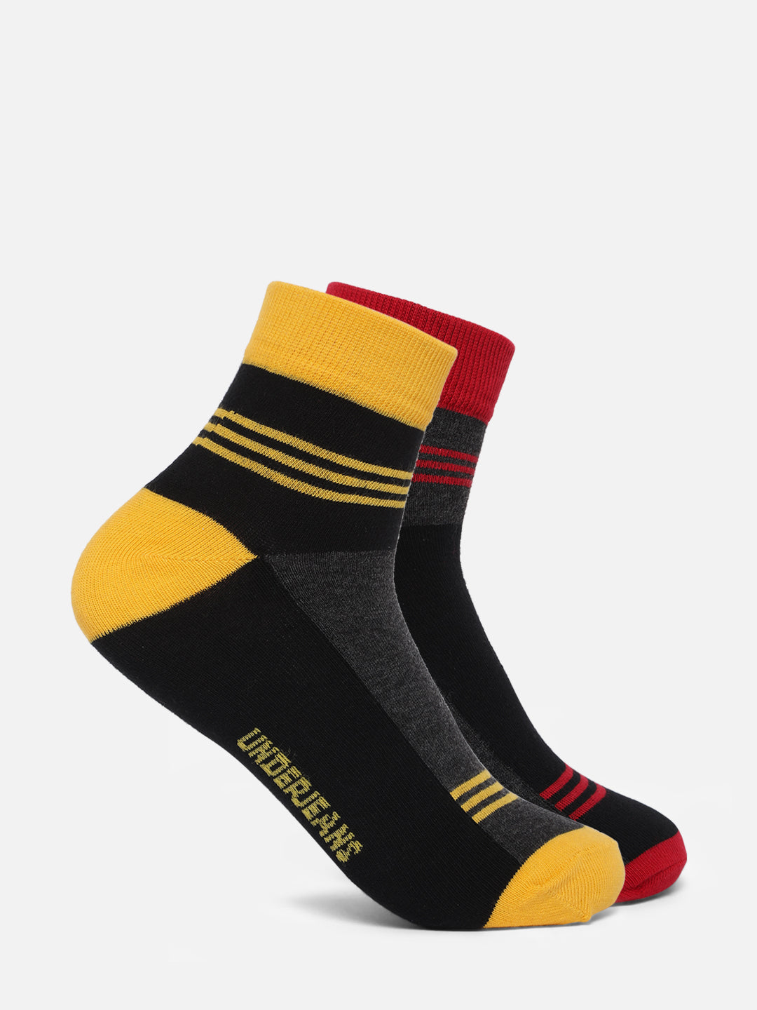 Men Assorted Ankle Length (Non Terry) Socks Pack Of 2- Underjeans By Spykar