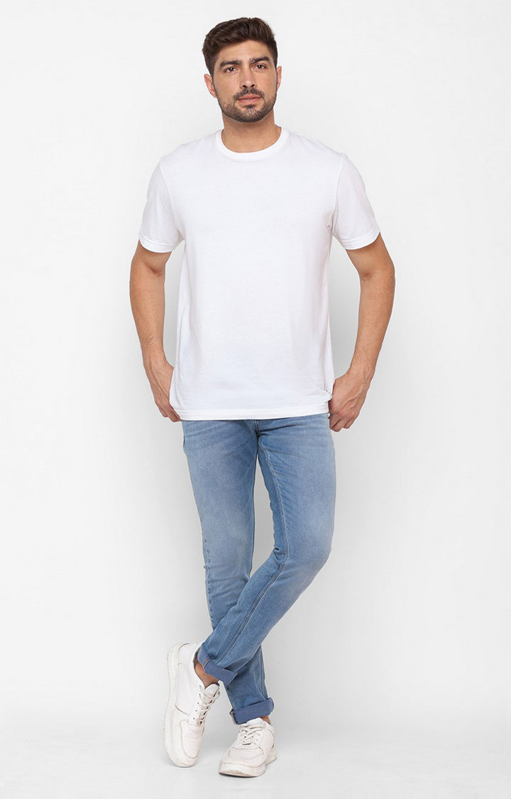 Spykar Light Blue Cotton Slim Fit Narrow Length Jeans For Men (Skinny)