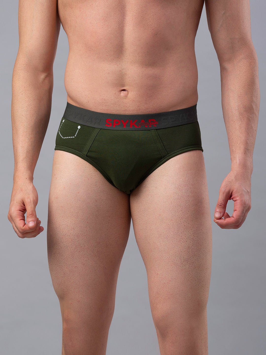 Underjeans By Spykar Men Cotton Blend Olive Brief