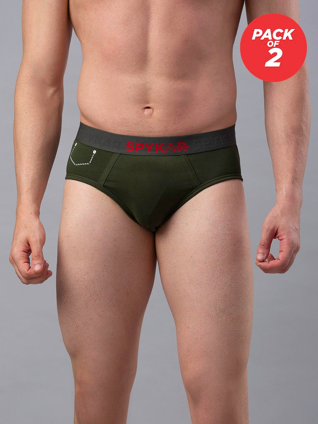 Men Cotton Blend Brief Pack Of 2- Underjeans By Spykar