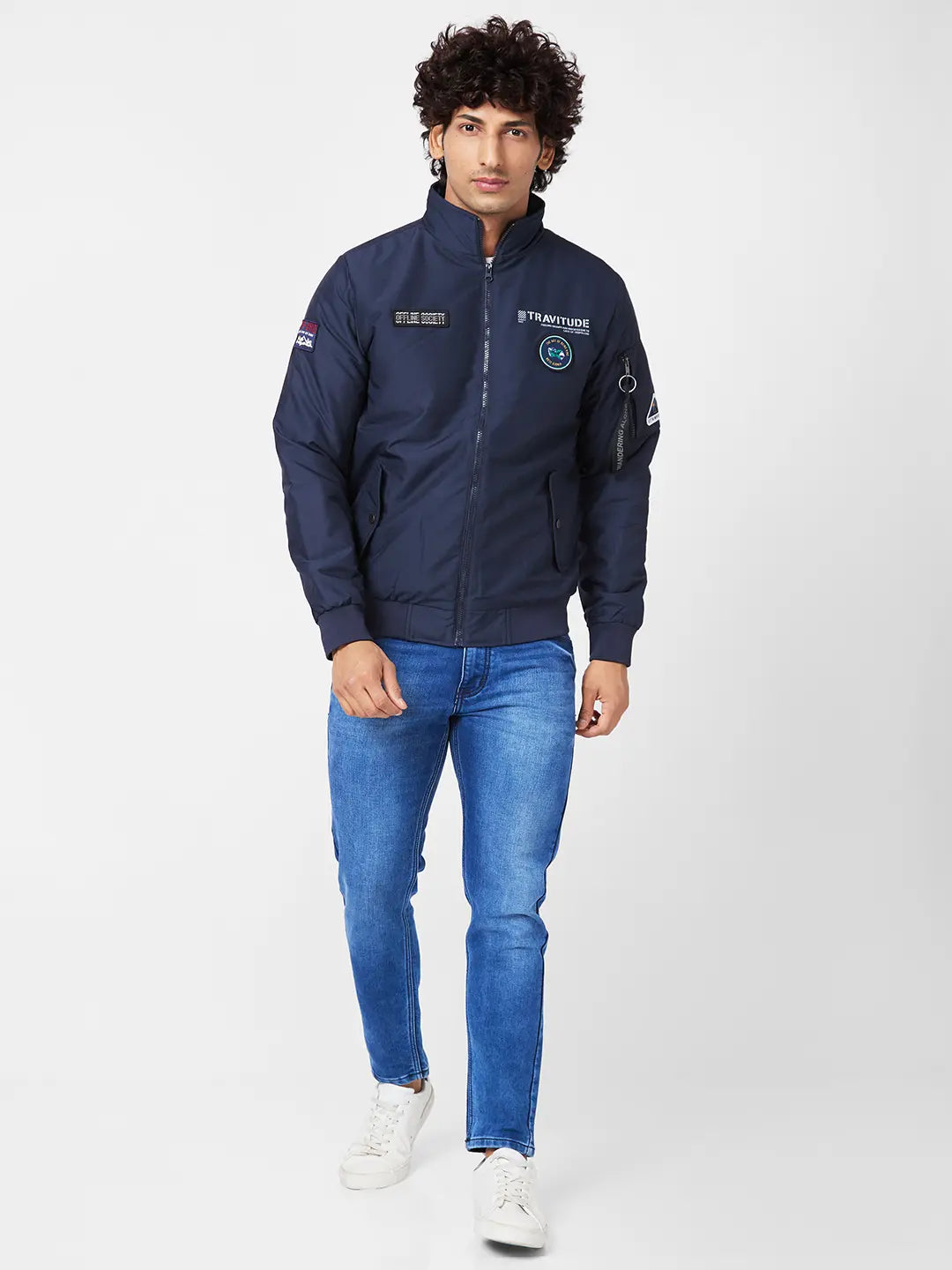 Men'S Bomber Jacket With Diy Velcro Badges