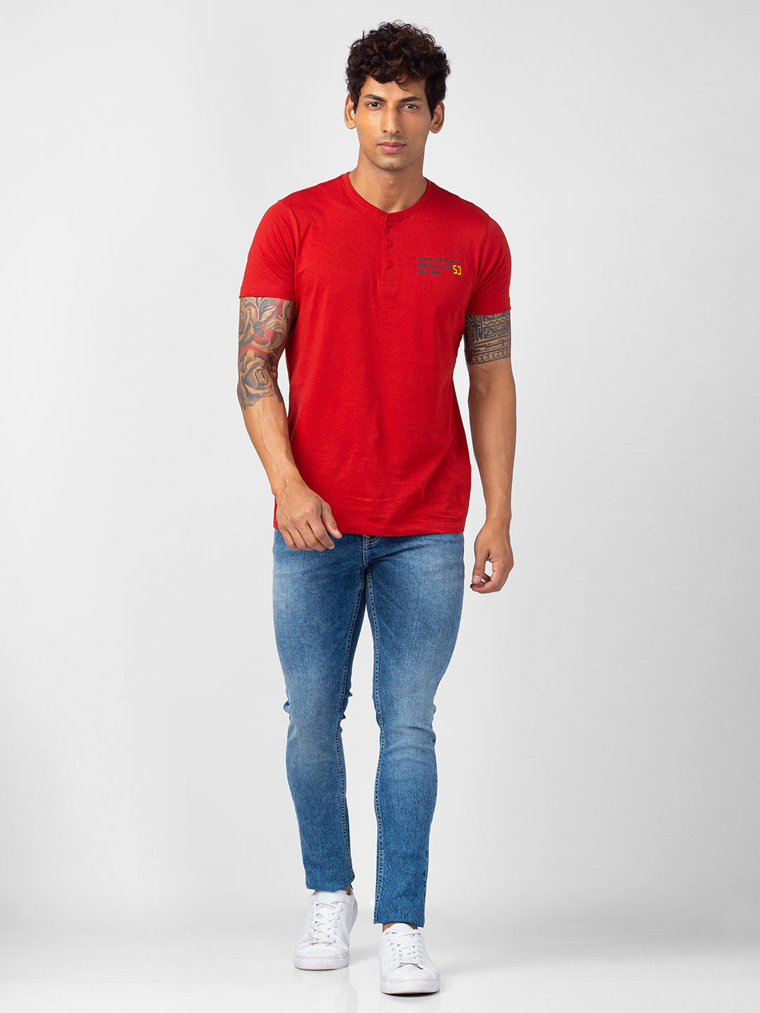 Spykar Men Mid Blue Cotton Super Slim Fit Tapered Length Jeans (Super Skinny)