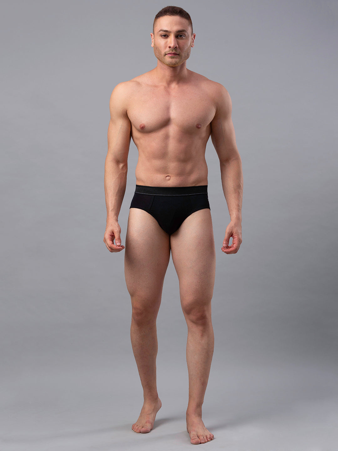 Men Black Cotton Blend Brief- Underjeans By Spykar