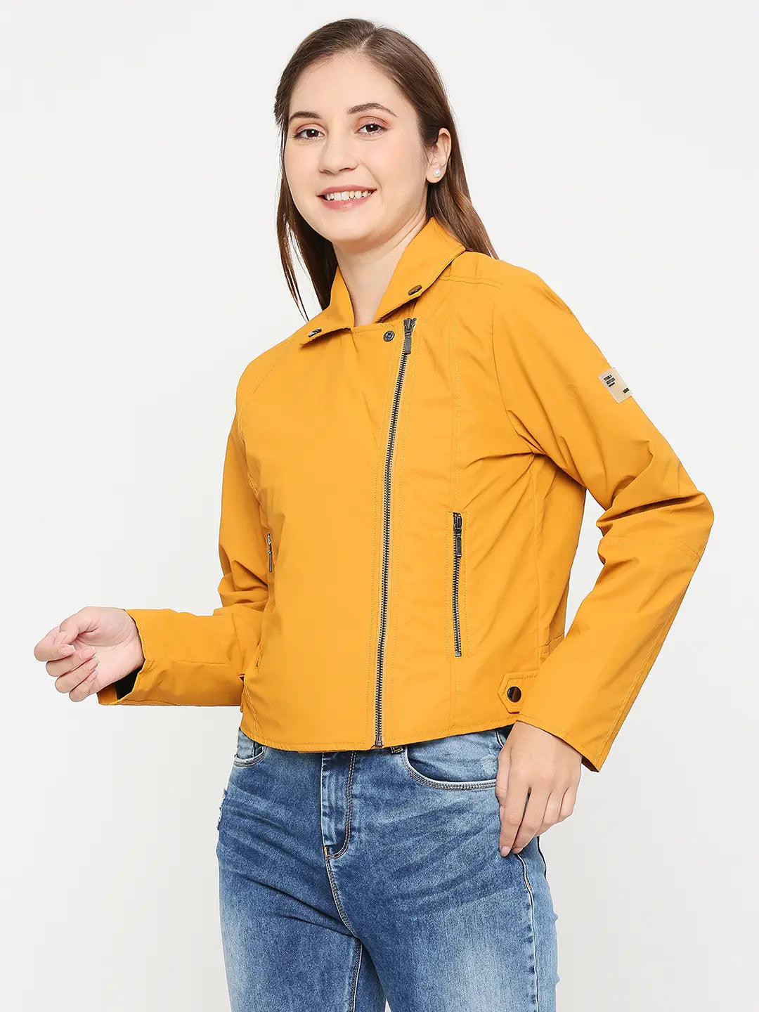 Spykar Mustard Full Sleeve Casual Jacket For Women