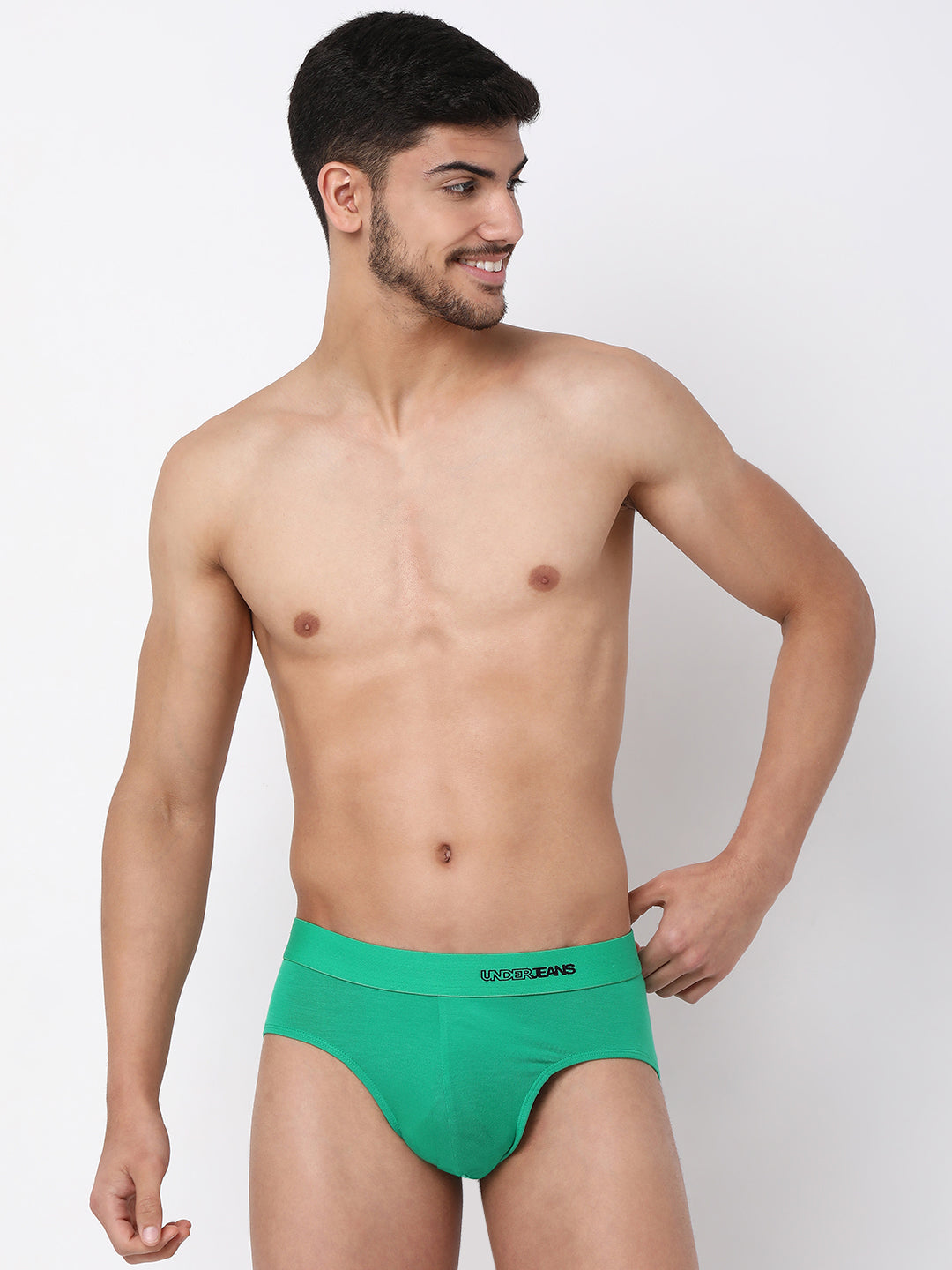 Men Micromodal Green Brief - Underjeans By Spykar