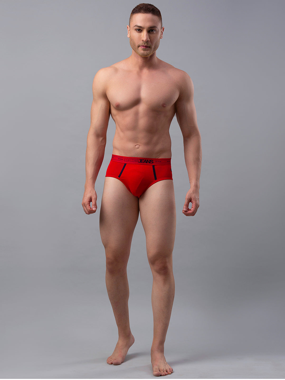 Men Premium Cotton Blend Red Brief - (Pack of 2)- UnderJeans by Spykar