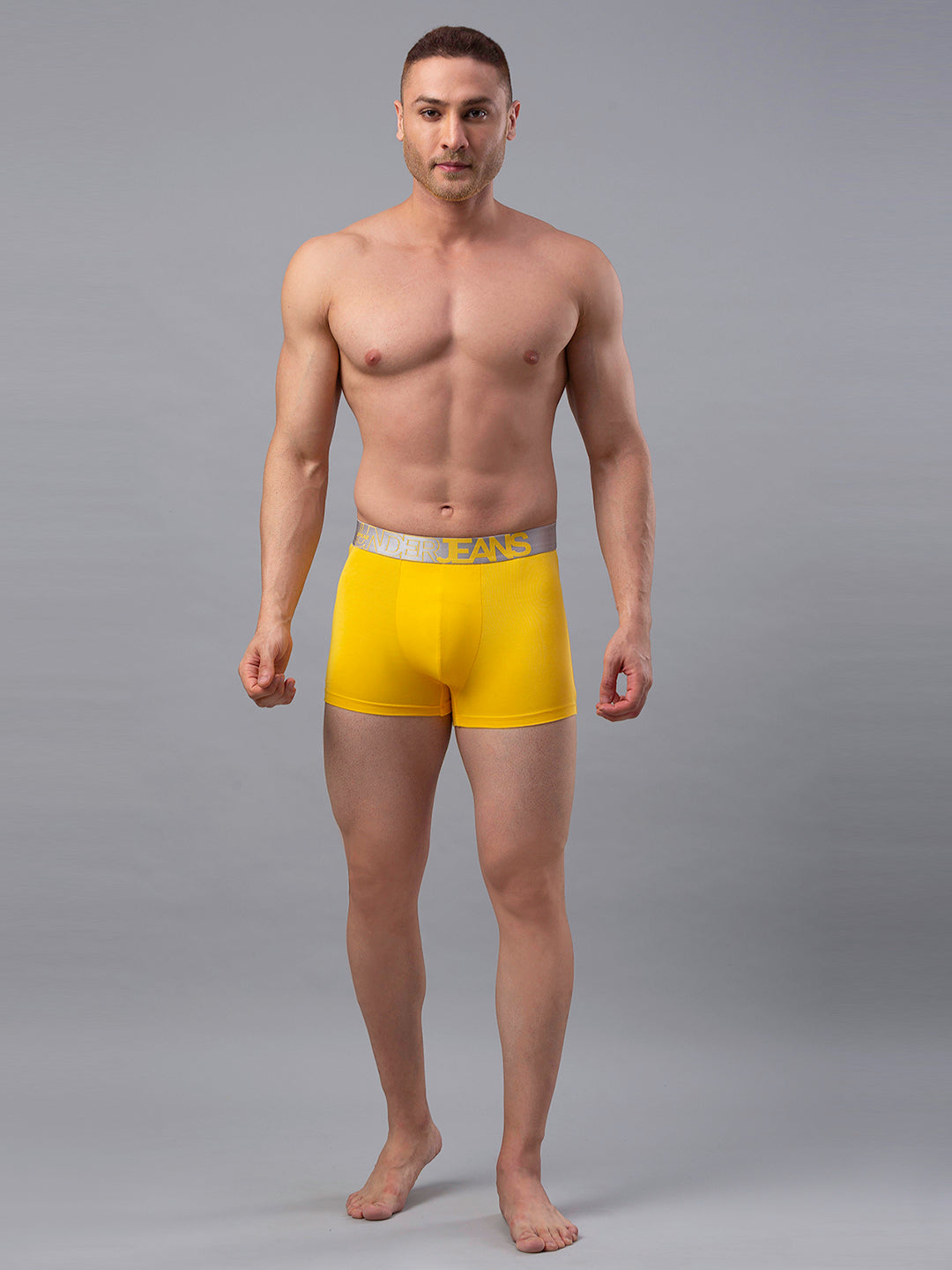Underjeans By Spykar Men Yellow Cotton Blend Trunk