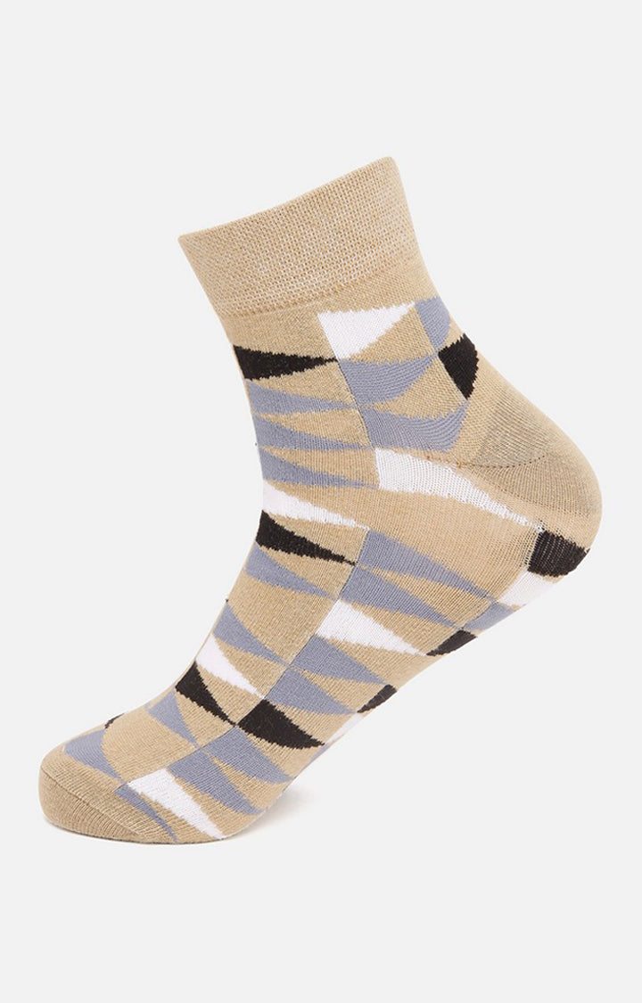 Men Beige Ankle Length (Non Terry) Single Pair Of Socks - Underjeans By Spykar