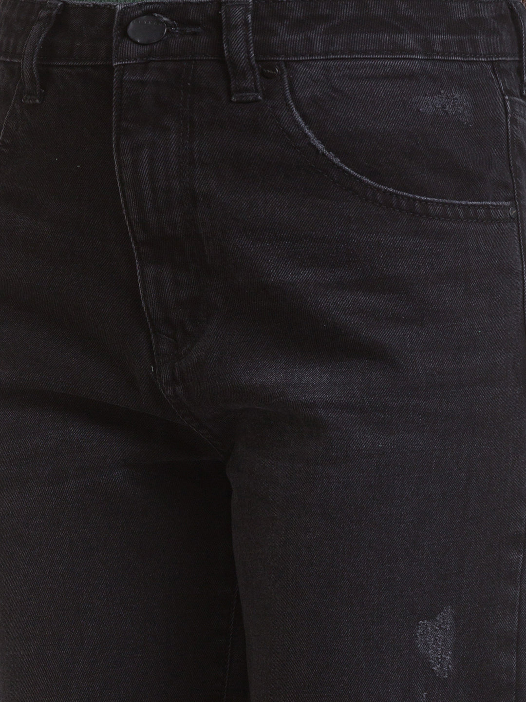 Spykar Black Cotton Straight Fit Regular Length Jeans For Women