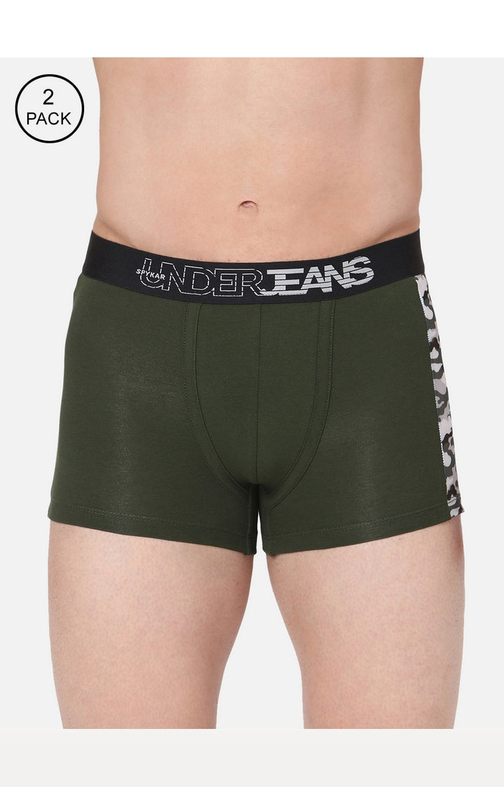 Men Cotton Blend Trunk Pack Of 2- Underjeans By Spykar
