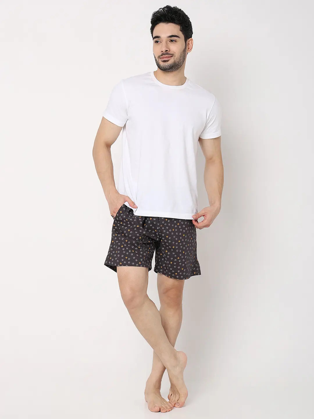Underjeans By Spykar Men Black Cotton Blend Regular Fit Boxer Shorts