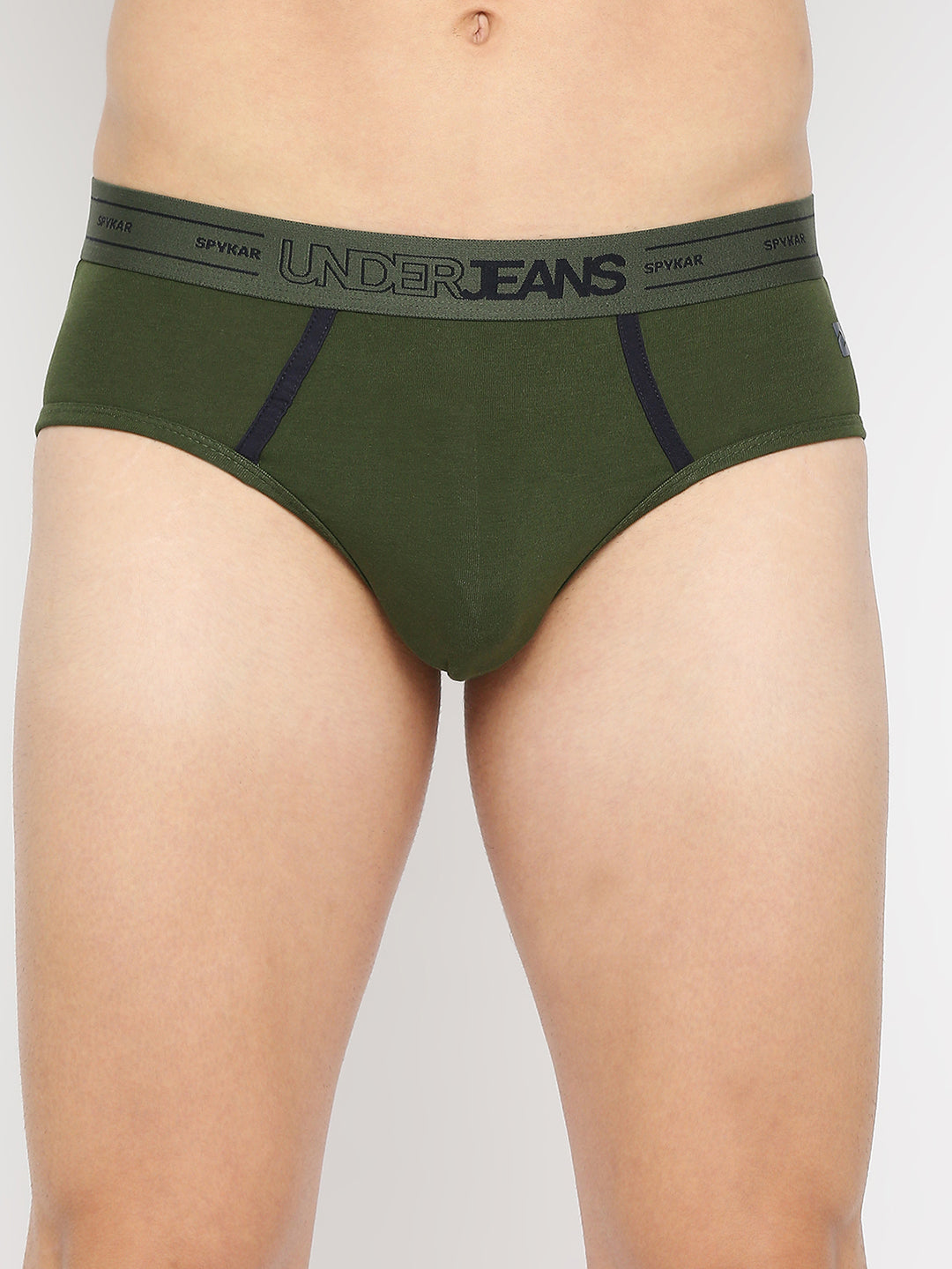 Underjeans By Spykar Men Olive Cotton Blend Brief