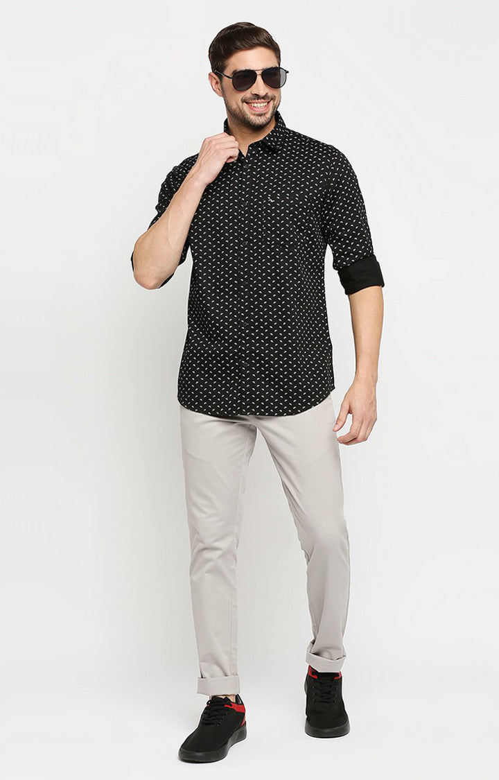 Spykar Men Black Cotton Regular Fit Full Sleeve Casual Shirt