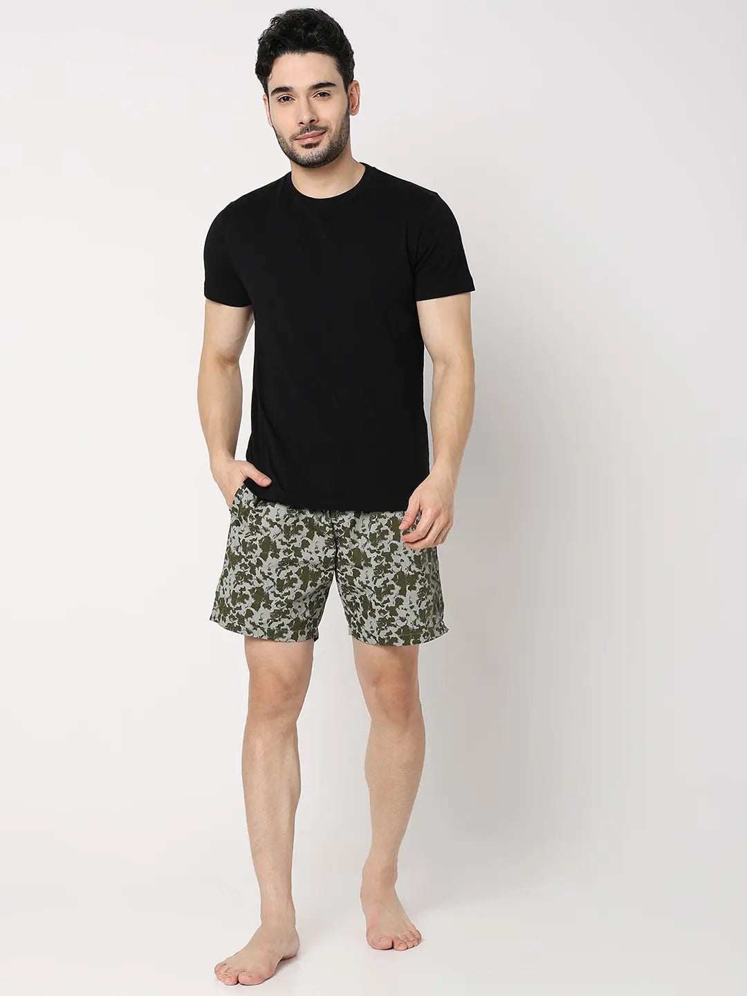 Underjeans By Spykar Men Green Cotton Blend Regular Fit Boxer Shorts