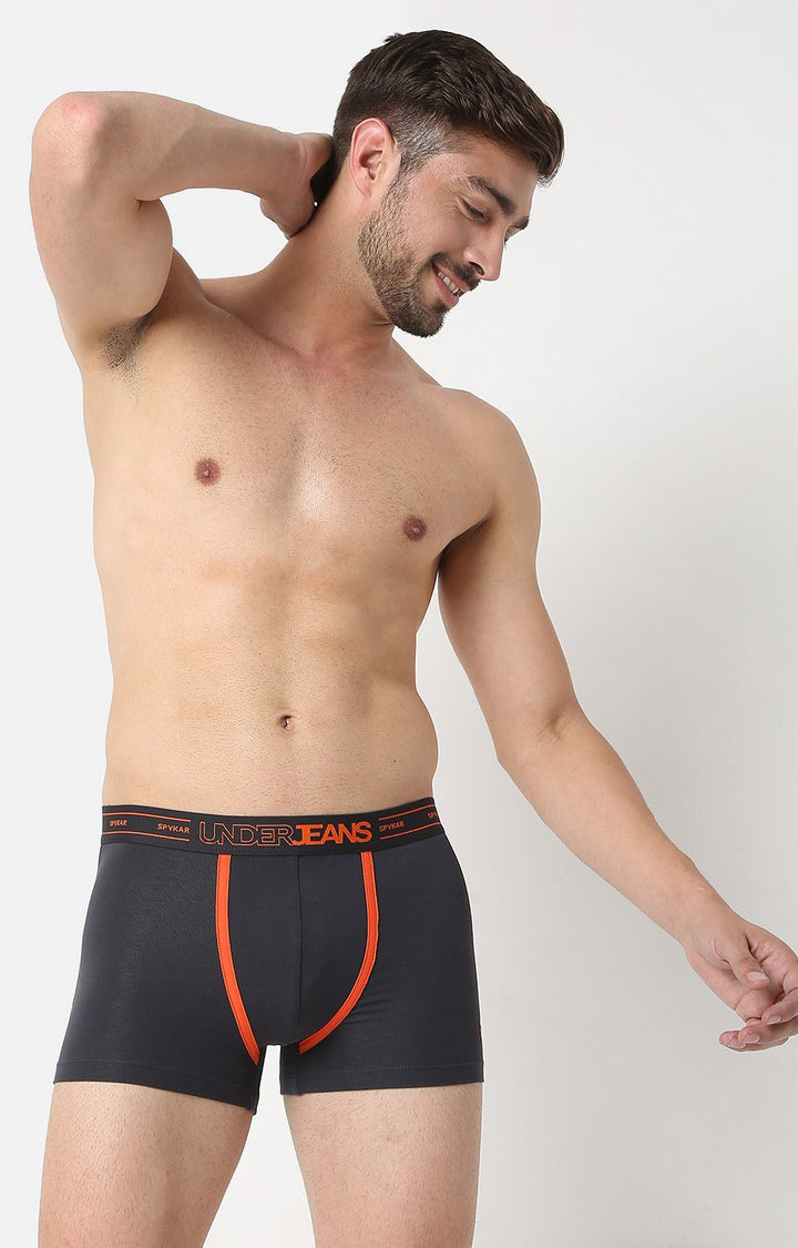 Underjeans By Spykar Men Grey Cotton Trunk