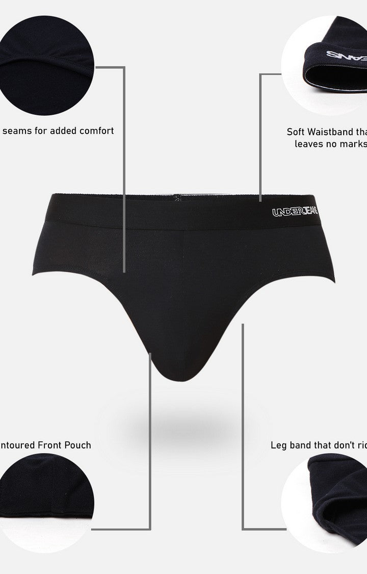 Men Premiums Black Micromodal Brief - UnderJeans by Spykar