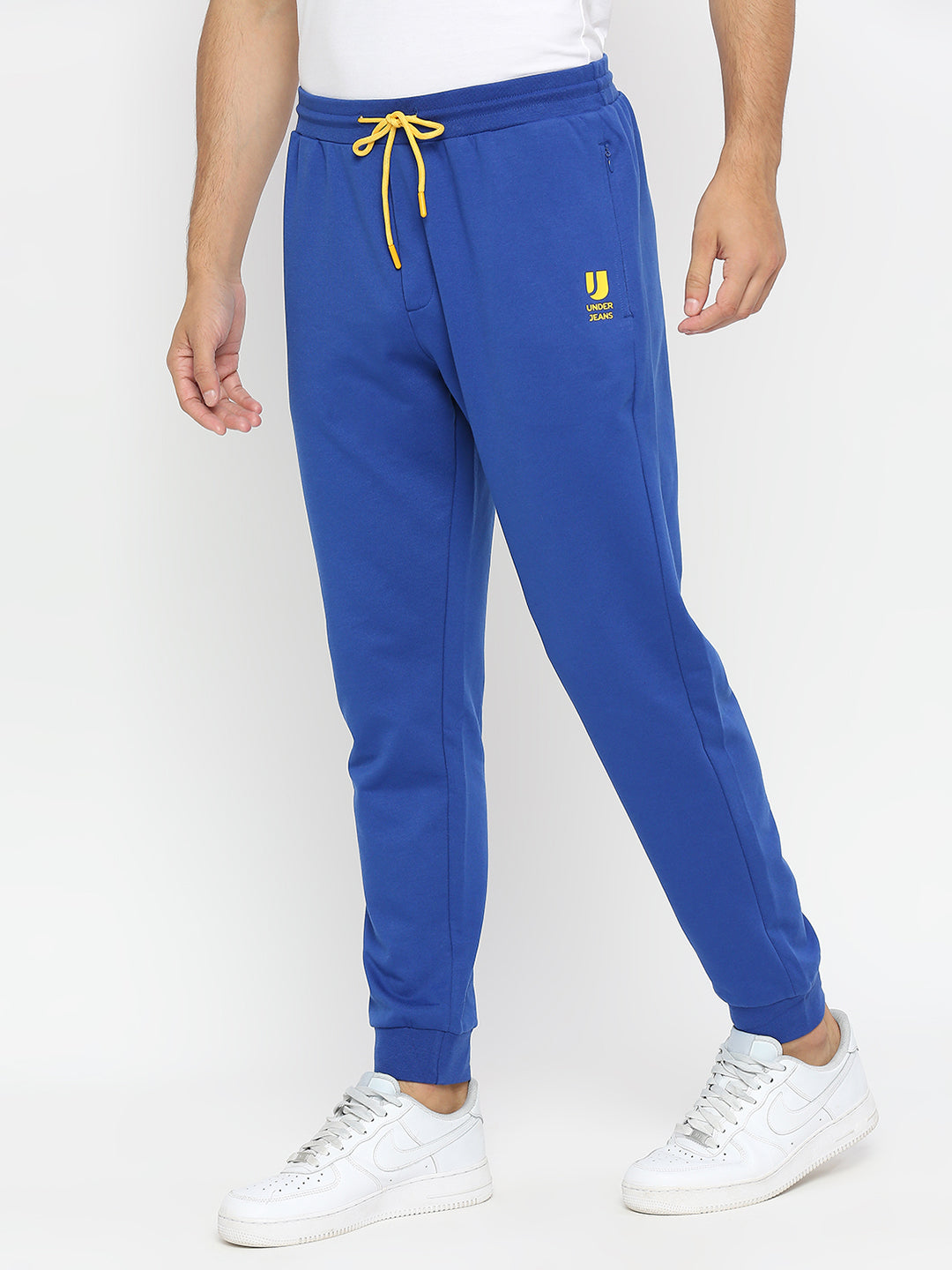 Men Cotton Blend Royalblue Trackpant - Underjeans By Spykar