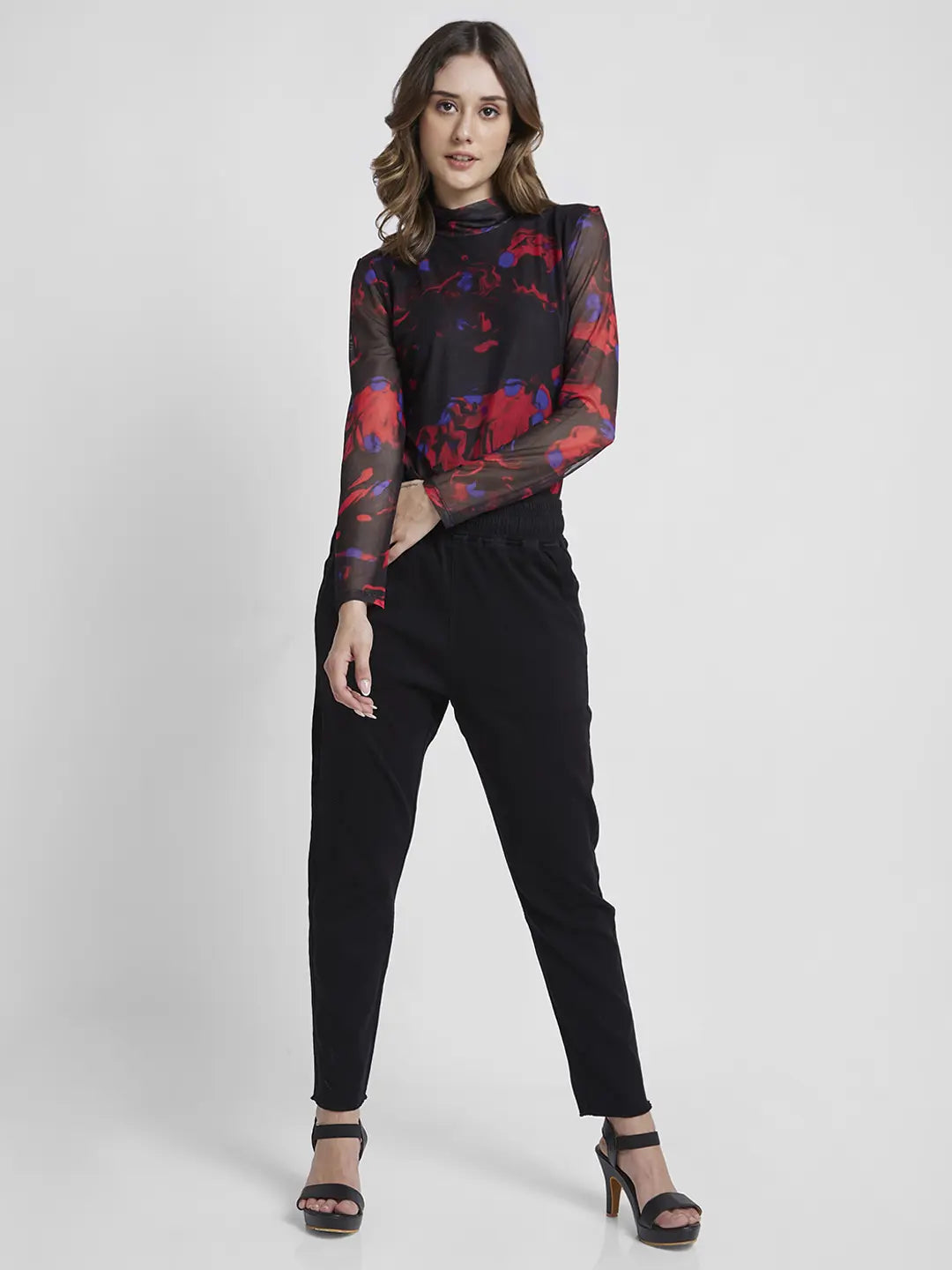 Spykar Women Black Blended Tapered Fit Ankle Length Trackpant