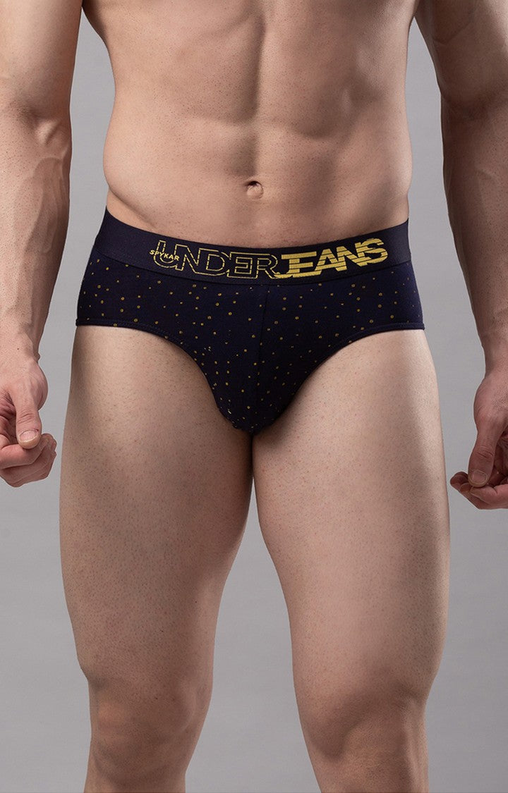 Navy Blue Cotton Brief For Men - Underjeans By Spykar