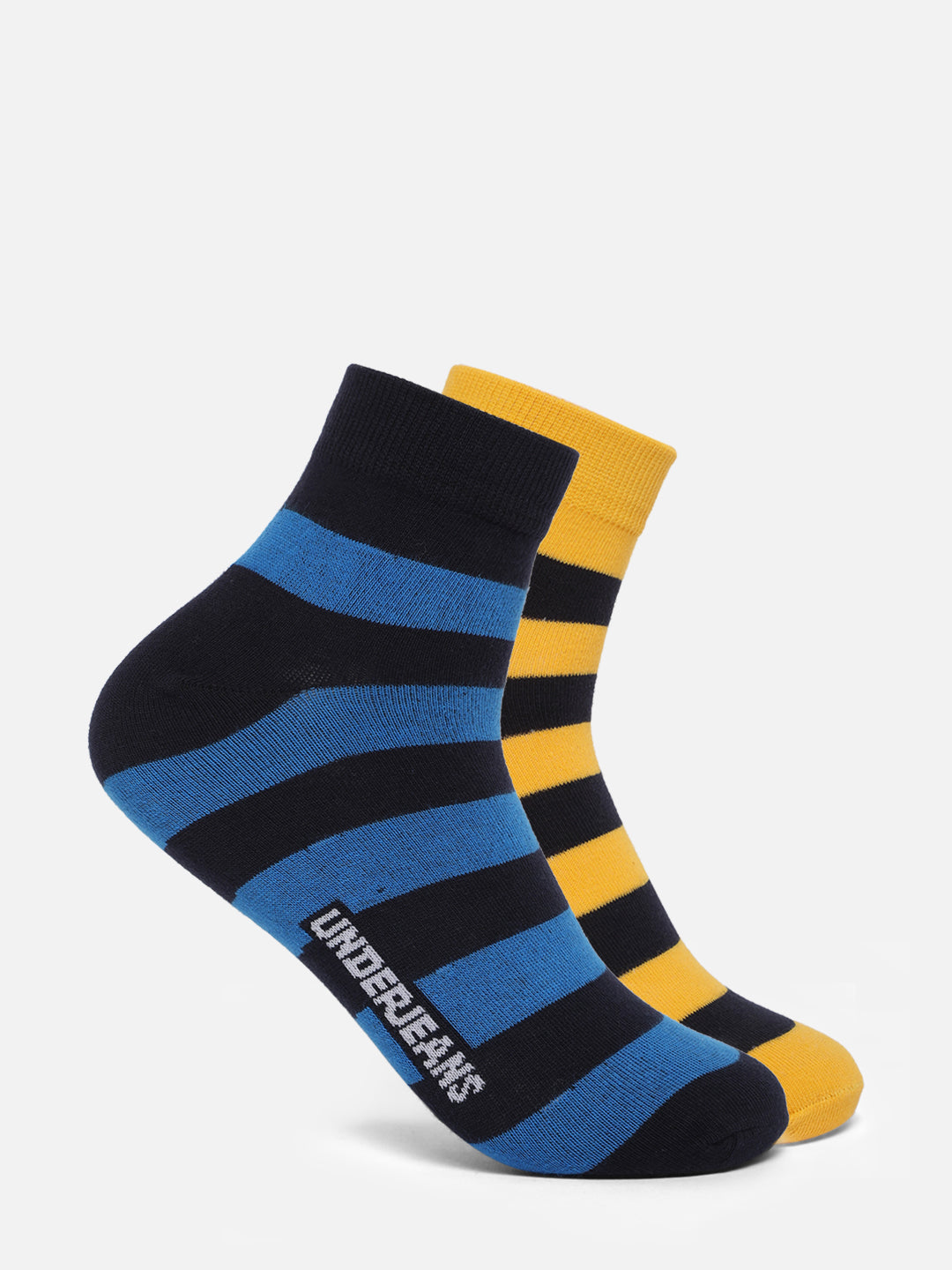 Men Assorted Ankle Length (Non Terry) Socks Pack Of 2- Underjeans By Spykar