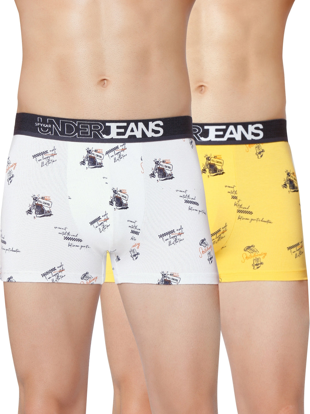 Men Cotton Blend Trunk Pack Of 2- Underjeans By Spykar