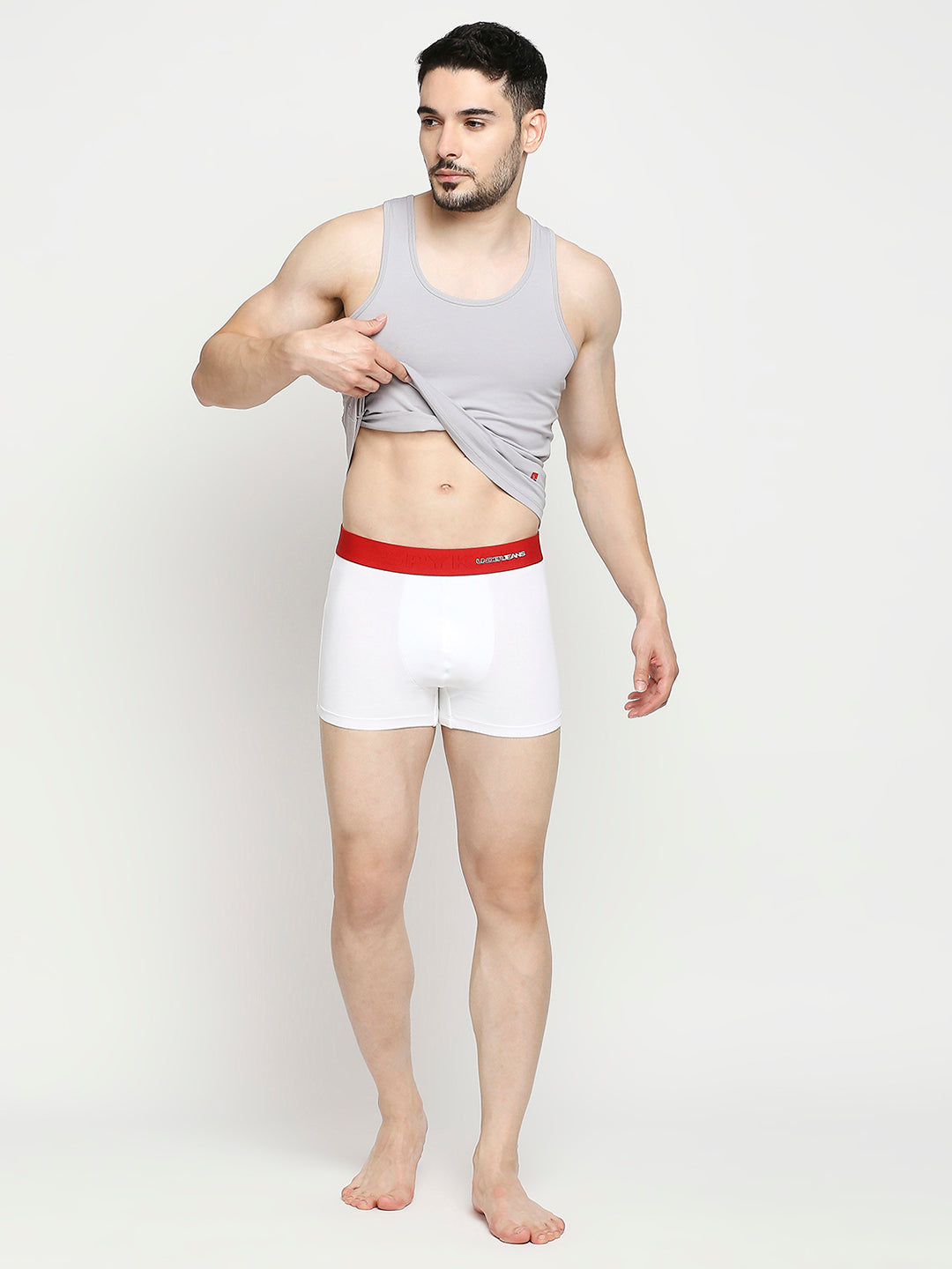 Men Cotton Blend White Trunk- Underjeans By Spykar