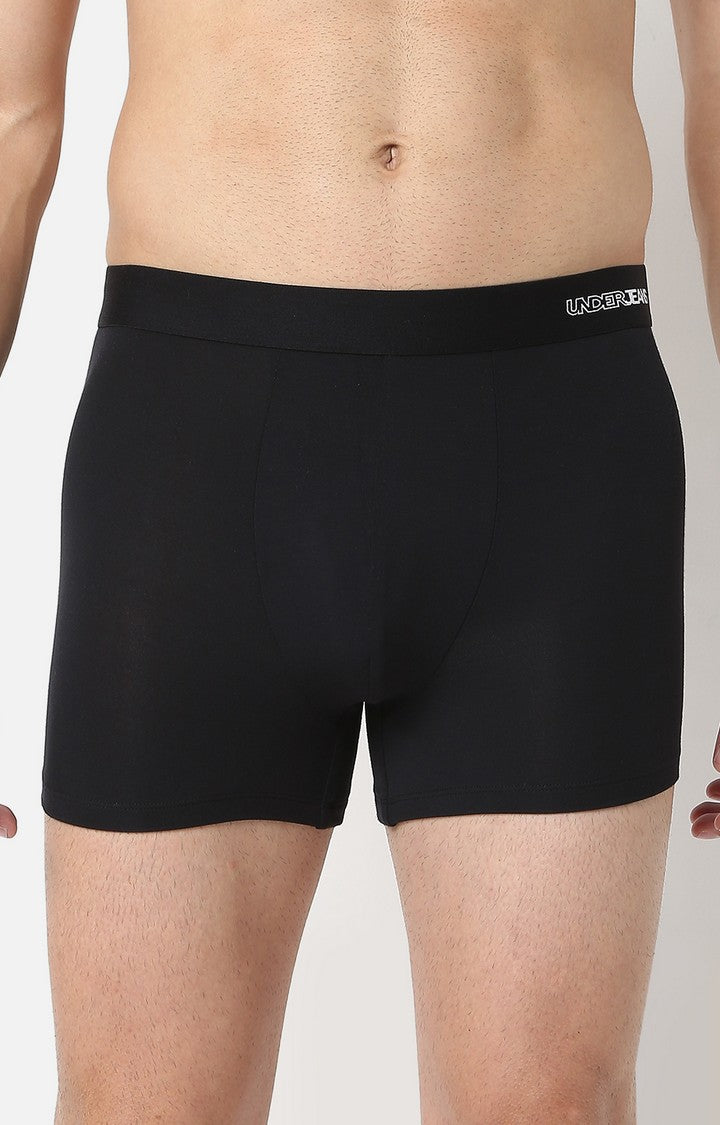 Men Black Micromodal Trunk- Underjeans By Spykar