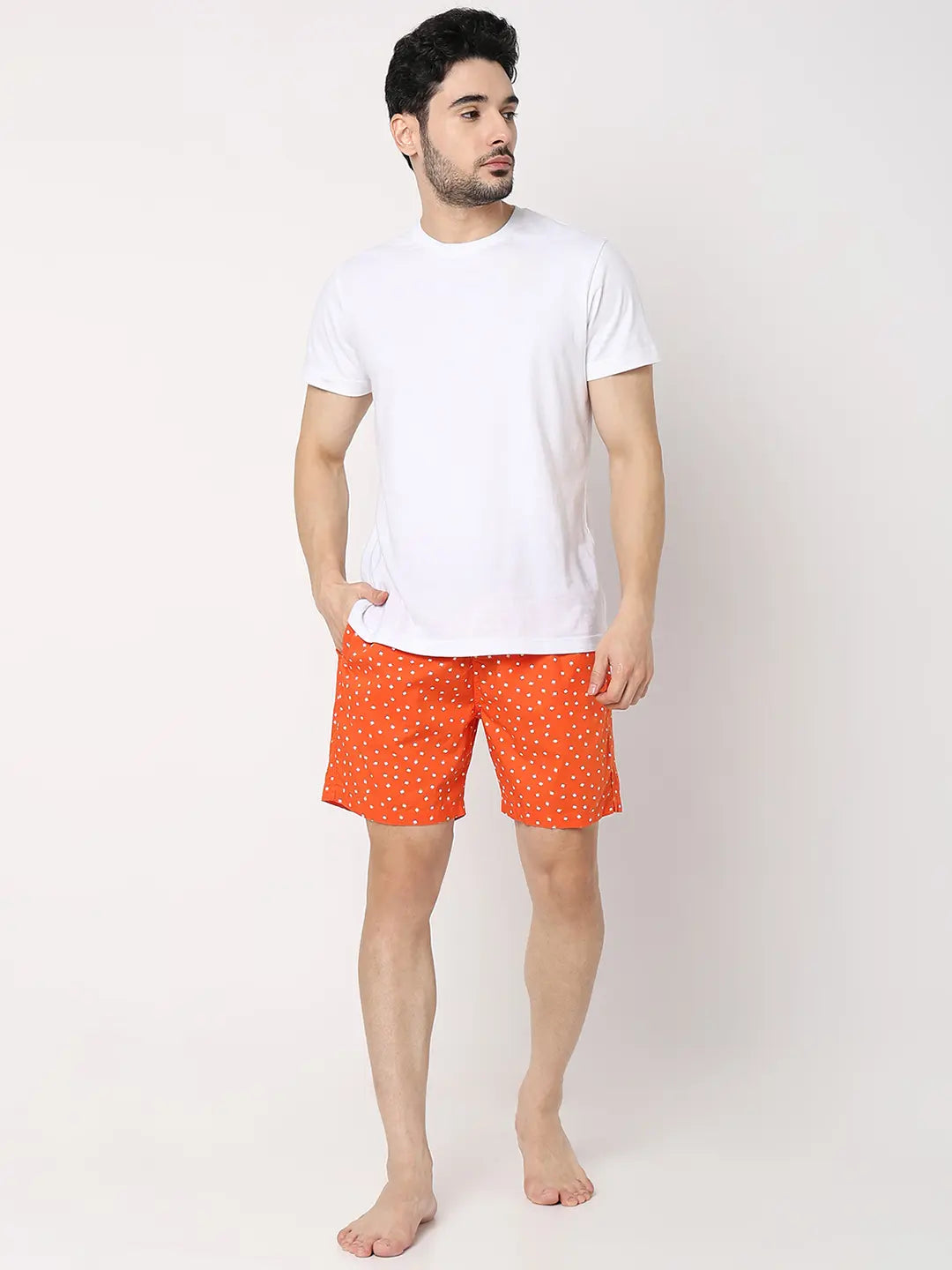Underjeans By Spykar Men Orange Cotton Blend Regular Fit Boxer Shorts