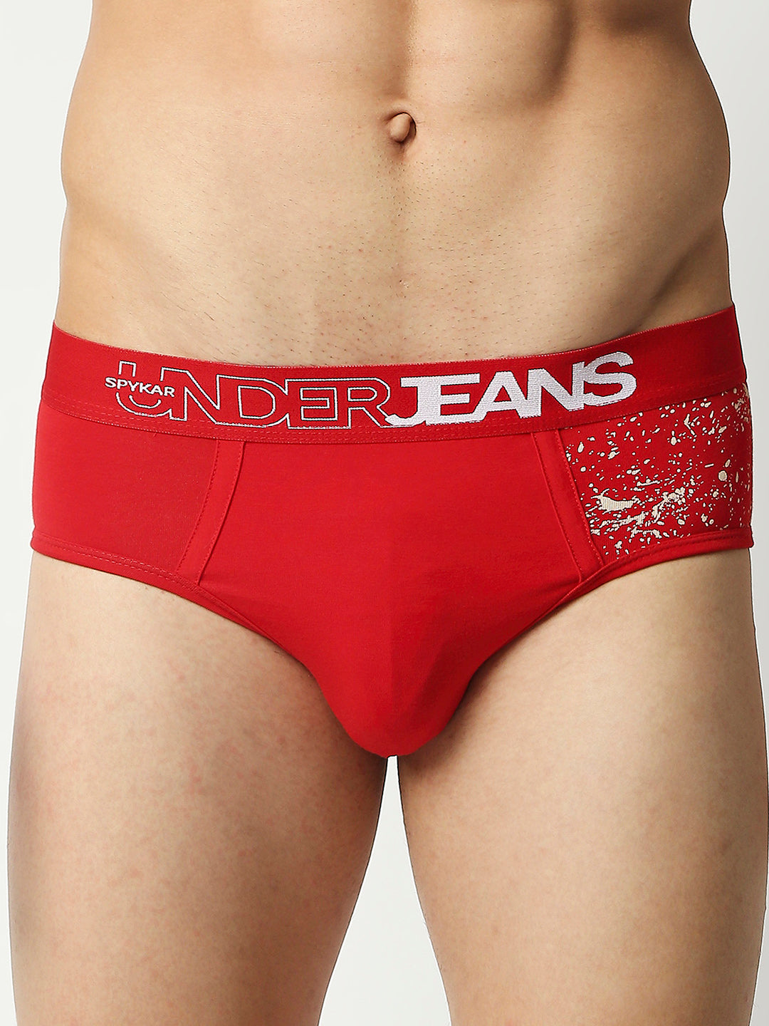 Underjeans By Spykar Men Red Cotton Blend Brief