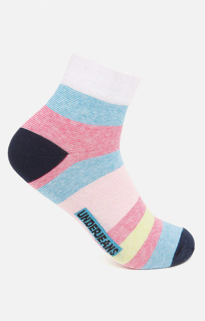 Men Pink Ankle Length (Non Terry) Single Pair Of Socks- Underjeans By Spykar
