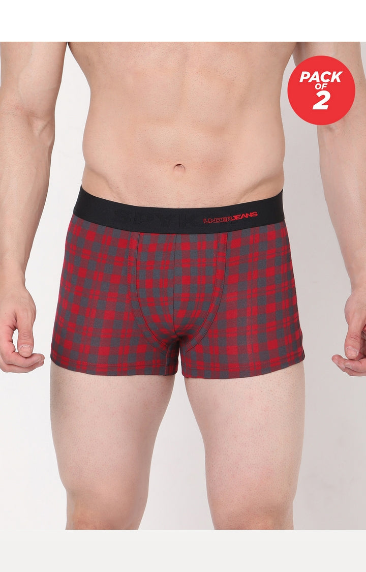 Men Cotton Blend Trunk Pack Of 2- Underjeans By Spykar