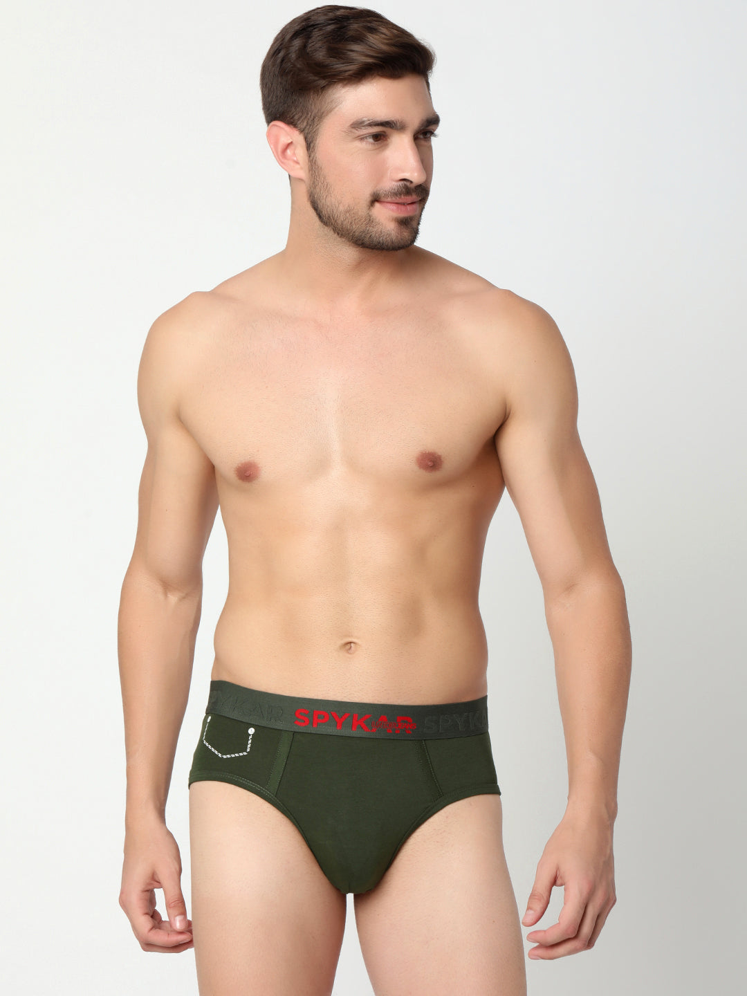 Men Maroon & Olive Cotton Blend Brief (Pack Of 2)- Underjeans By Spykar