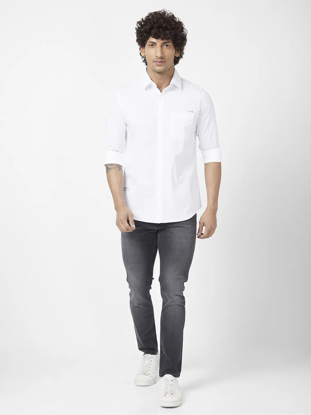 Spykar Men Carbon Black Cotton Stretch Slim Fit Narrow Length Clean Look Low Rise Jeans (Skinny)