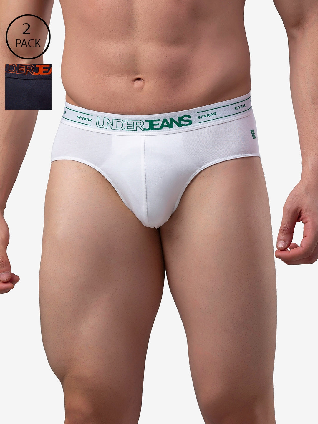Men Cotton Blend Brief (Pack Of 2)- Underjeans By Spykar