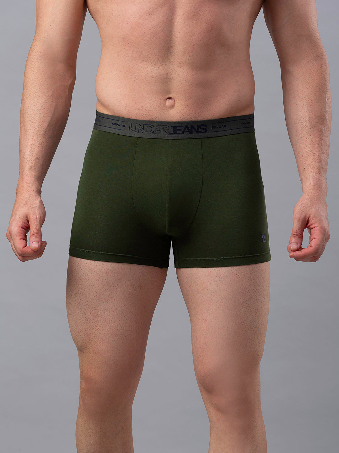Underjeans By Spykar Men Olive Cotton Blend Trunk