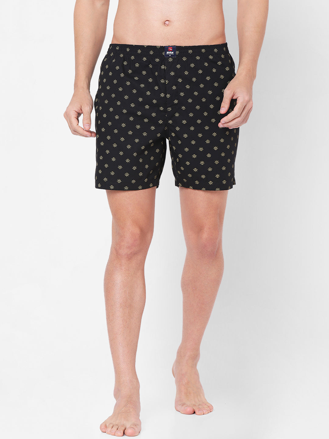 Men Black Cotton Boxers - Underjeans By Spykar