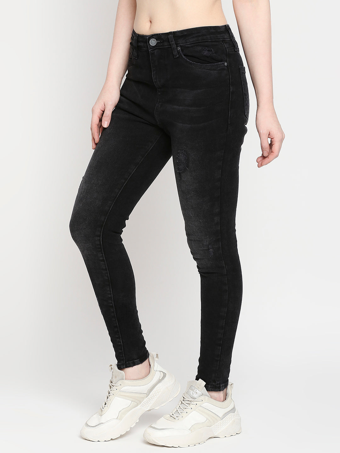Spykar Black Lycra Super Skinny Ankle Length Jeans For Women (Alexa)