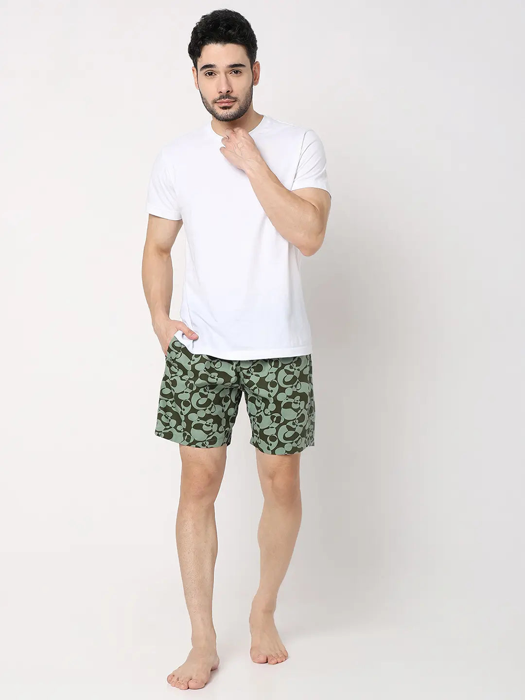 Underjeans By Spykar Men Green Cotton Blend Regular Fit Boxer Shorts
