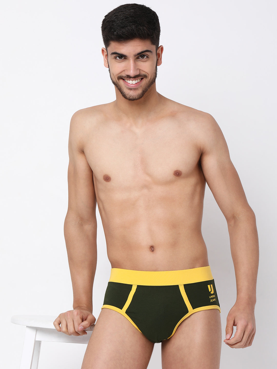 Underjeans By Spykar Men Cotton Blend Olive Brief