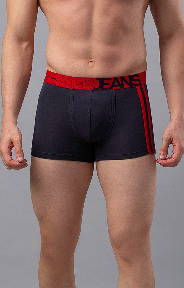 Grey Cotton Trunk For Men - Underjeans By Spykar