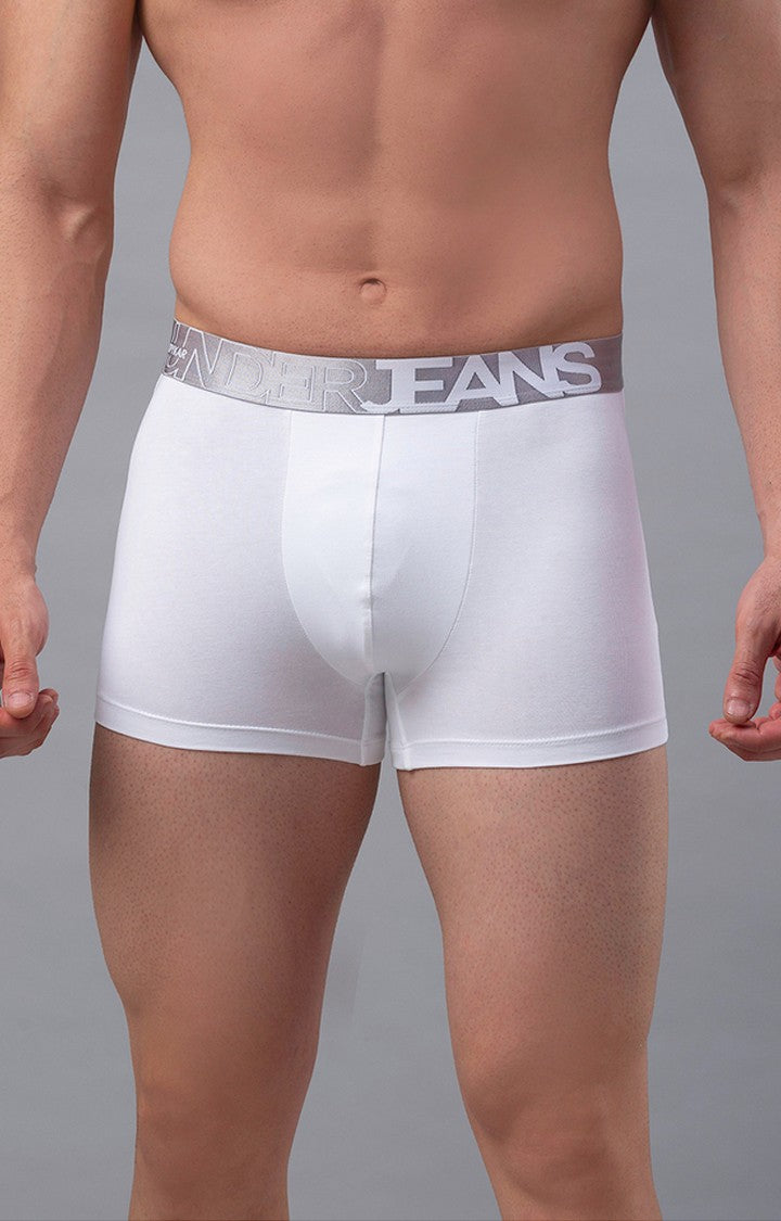 Underjeans By Spykar Men White Solid Trunks