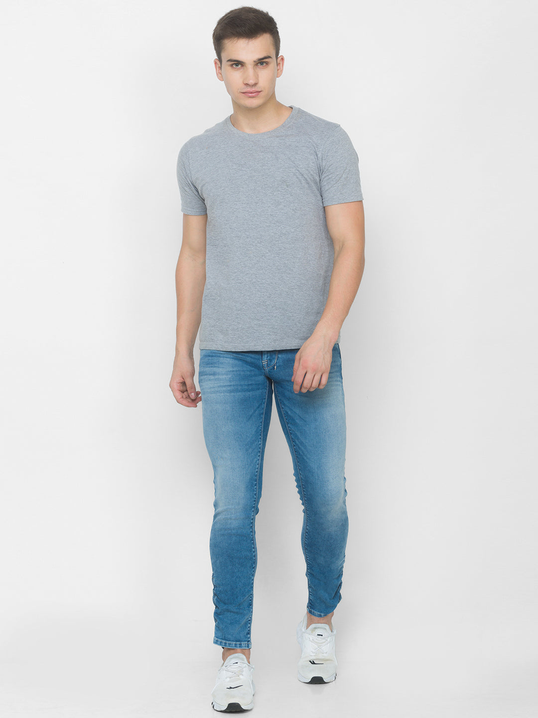 Spykar Men Mid Blue Solid Skinny Low-Rise Jeans (Skinny)