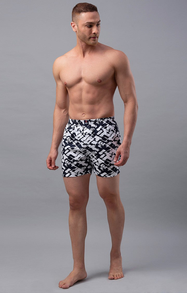 White Cotton Boxer For Men - (Pack Of 2)- Underjeans By Spykar