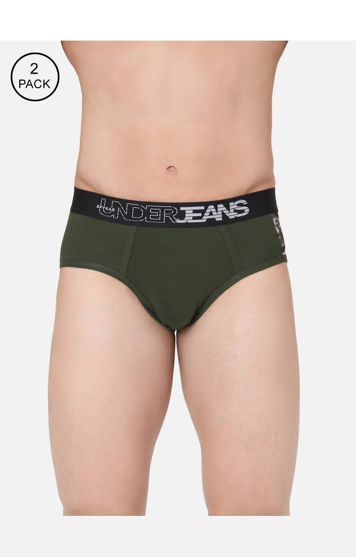 Men Cotton Blend Brief (Pack Of 2)- Underjeans By Spykar
