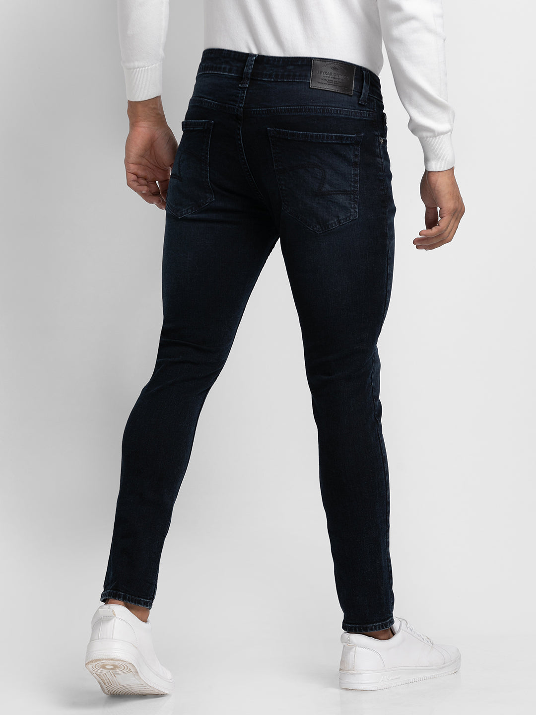 Spykar Blue Indigo Cotton Slim Fit Tapered Length Jeans For Men (Kano)
