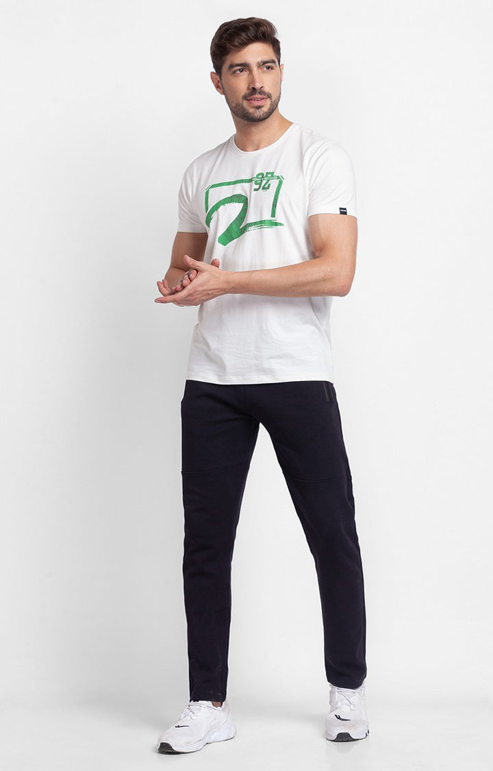 Spykar Navy Blue Cotton Slim Fit Trackpant For Men