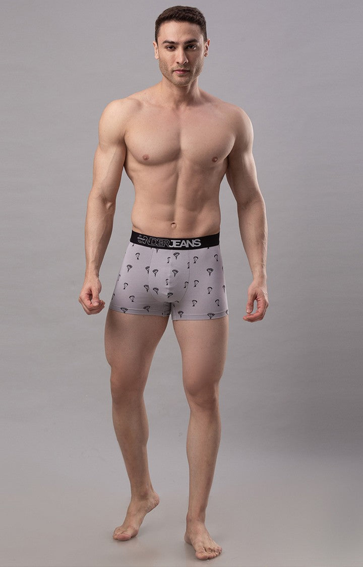 Grey Cotton Trunk For Men - Underjeans By Spykar