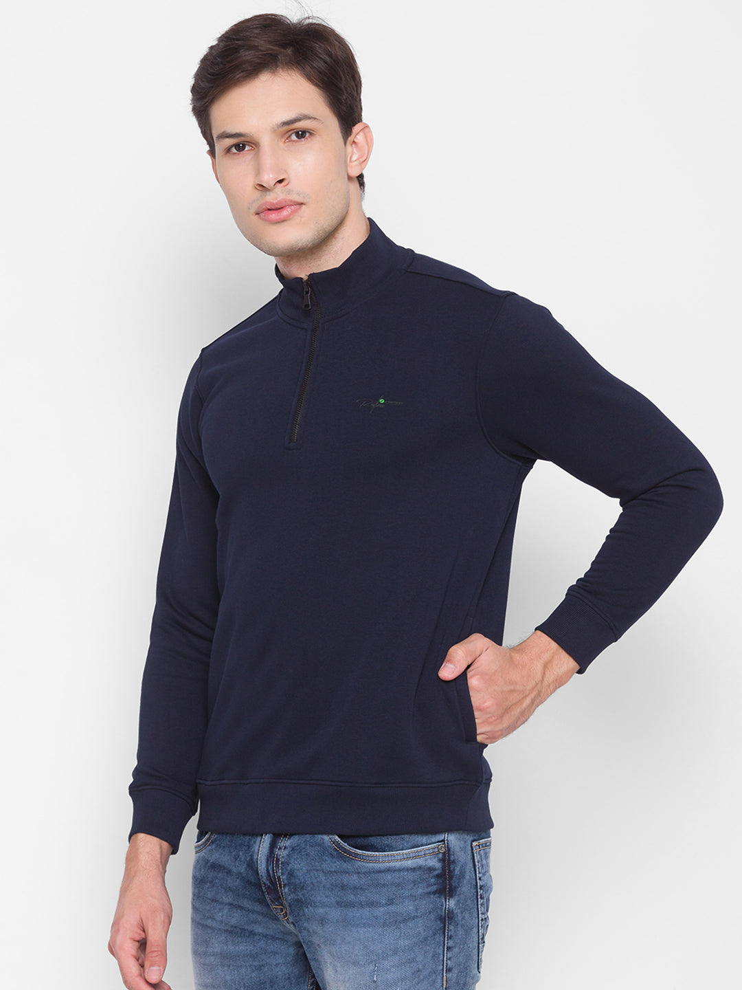 Spykar Blue Cotton Sweatshirt For Men