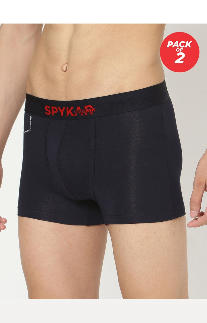 Men Cotton Blend Trunk Pack Of 2- Underjeans By Spykar
