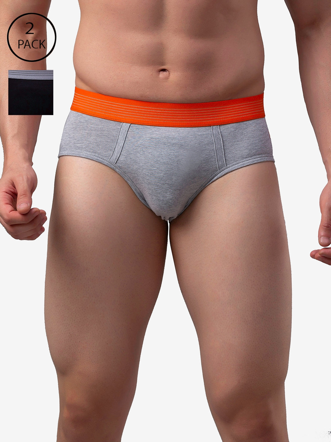 Men Cotton Blend Brief (Pack Of 2)- Underjeans By Spykar